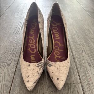NWOT Sam Edelman Celia Cream Snake Print Heel: Never Worn